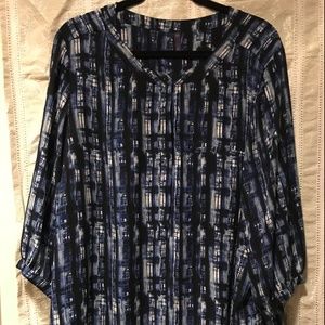 NYDJ Blouse 2X - Navy Print
